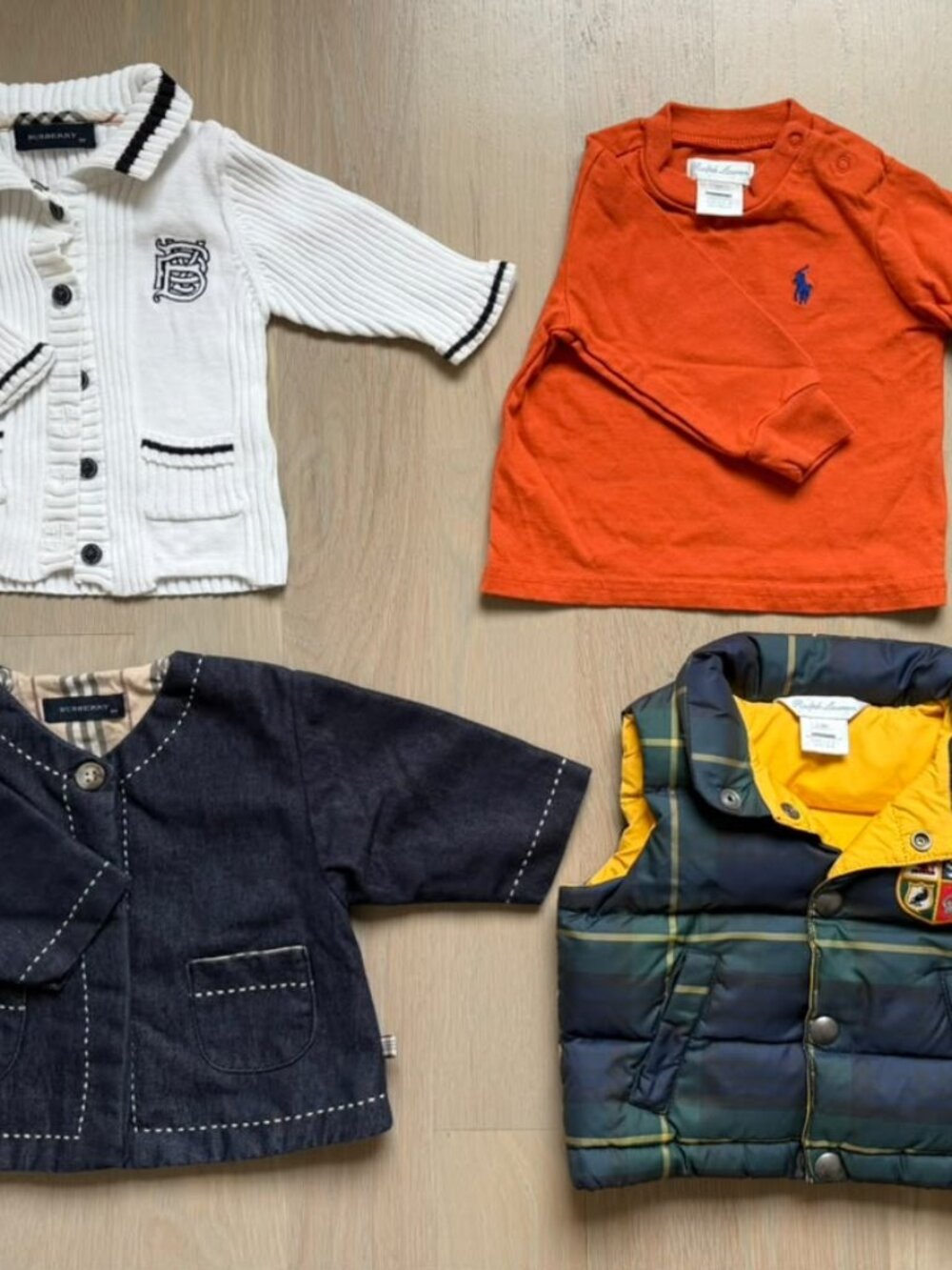 Authentic Baby 3M Burberry and Ralph Lauren Tops /Vest / Cute Denim Jacket